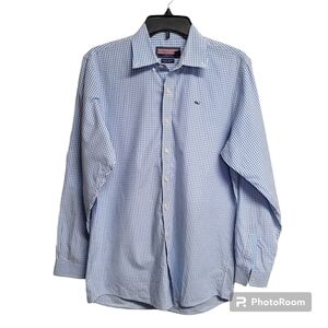 Vineyard Vines By Shep & Ian Blue And White Gingham Button Down Whale Shirt XL
